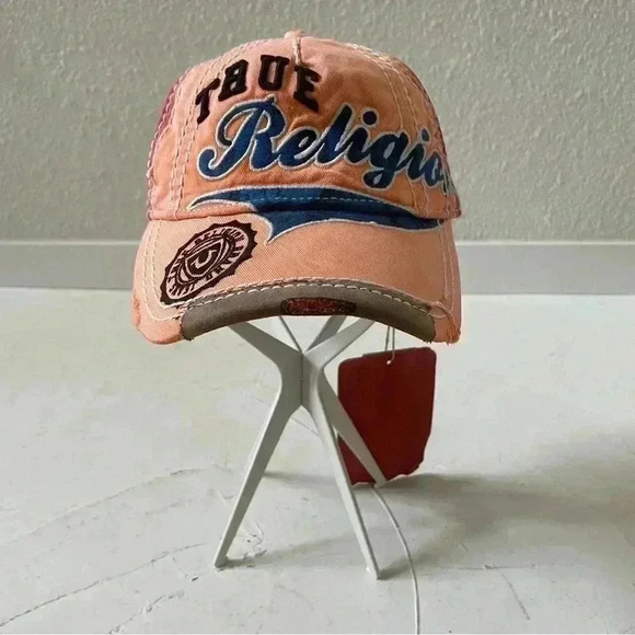 True Religion Bandana Distressed Embroidered Baseball Trucker Hat Cap NWT - Picture 1 of 12